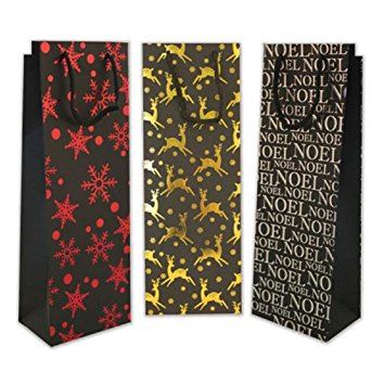 Christmas Bottle Bag - Deluxe Black Gift Packaging 8910